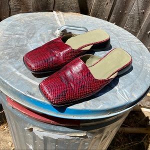 1990’s J.Crew Vintage Red Snakeskin Sandals Slides
